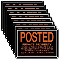 8 Pcs Posted No Trespassing Signs Private Property 10 x 10 x 7 Inches, Orange