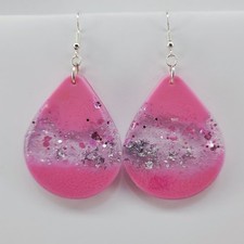 Pink Heart Drop Dangle Earrings