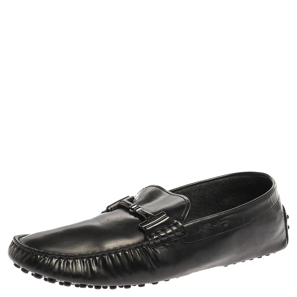 TOD’S Mocassini slip on neri in pelle doppia T taglia 44