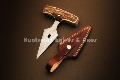 Custom Made Hand Forged Damascus Steel Dagger Knife Everyday Carry w/ Stag Horn