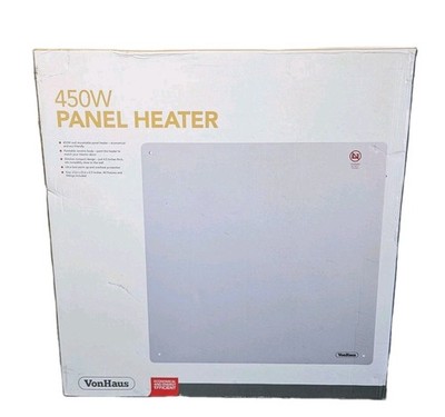 VonHaus Wall Mount Space Heater Panel 450 Watt Ceramic Wall Panel New Wall Plug