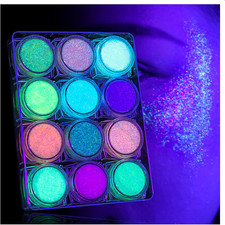 Body Face Glitter Gel, UV Black Light Reactive Glow Makeup, 12 Colors Fine UV Bo