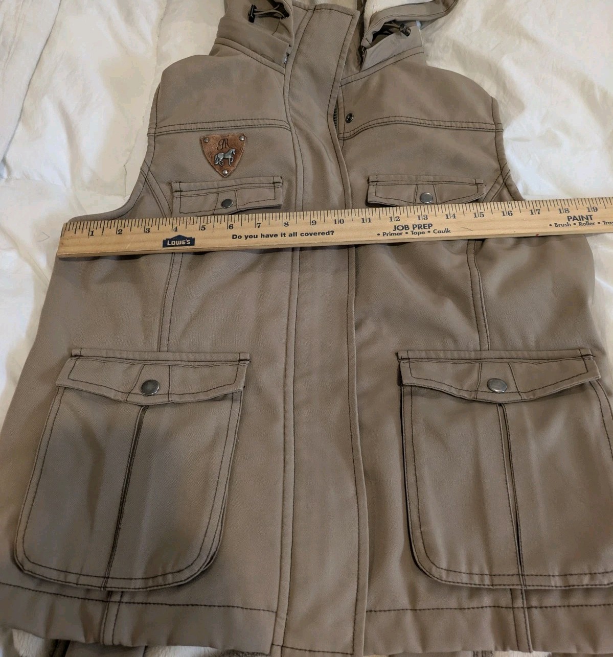 Goode Rider XLarge Tan Faux Fur Hooded Vest