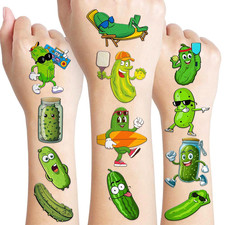 96 PCS Funny Pickle Pre-Cut Temporary Tattoos Sticker Fruit Vegetable Cool Cucum
