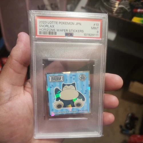 psa 9  2023 LOTTE POKEMON JAPANESE #10 SNORLAXHORIZONS WAFER STICKERS