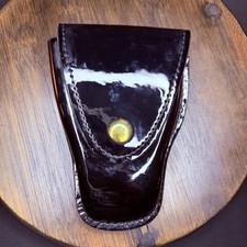 Don Hume Handcuff Case C303 Hi-Gloss Black Leather Brass Snap Duty Pouch