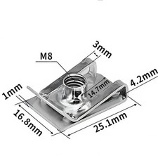 10Pcs M8 U-Style Clip-On Nut U-Type Fasteners Stainless Steel, Silver Tone