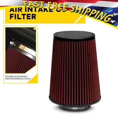 4'' inch RED Inlet Truck Filter Air DryFlow Clamp-On Round Cone Air Intake Kit