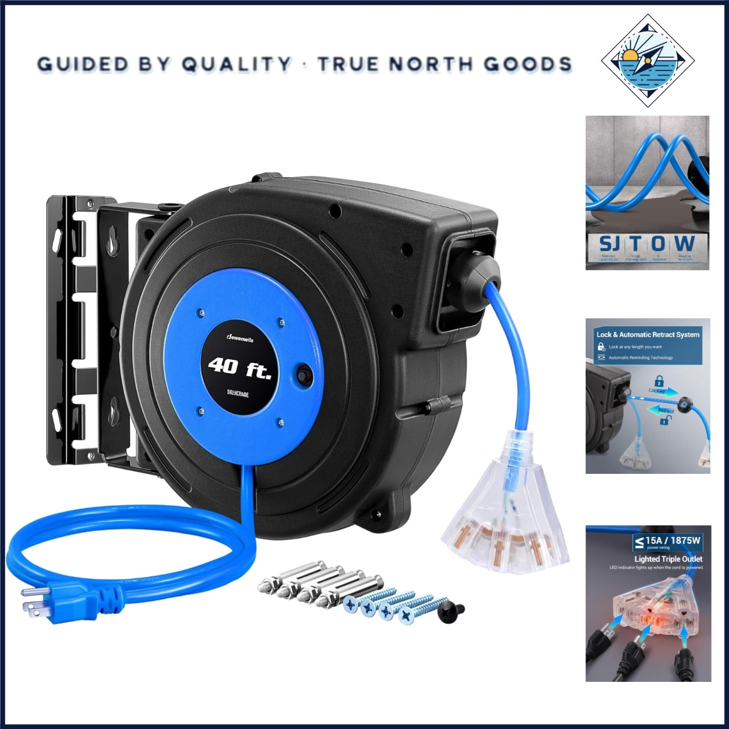 Automatic Retractable Cord Reel with 40FT Length and Industr