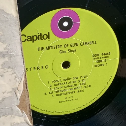 COUNTRY LP, 	THE ARTISTRY OF GLEN CAMPBELL,	SQBE-94469,  VG++ , SPIN CLEANED! Foto 2 de 4