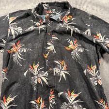 O'Neill Hawaiian Shirt Mens Large Black Floral Standard Fit Beach Button Up