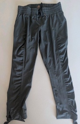 Prana Bindu Pants Womens M Black Ruched Drawstring Ankle Yoga Travel Hiking