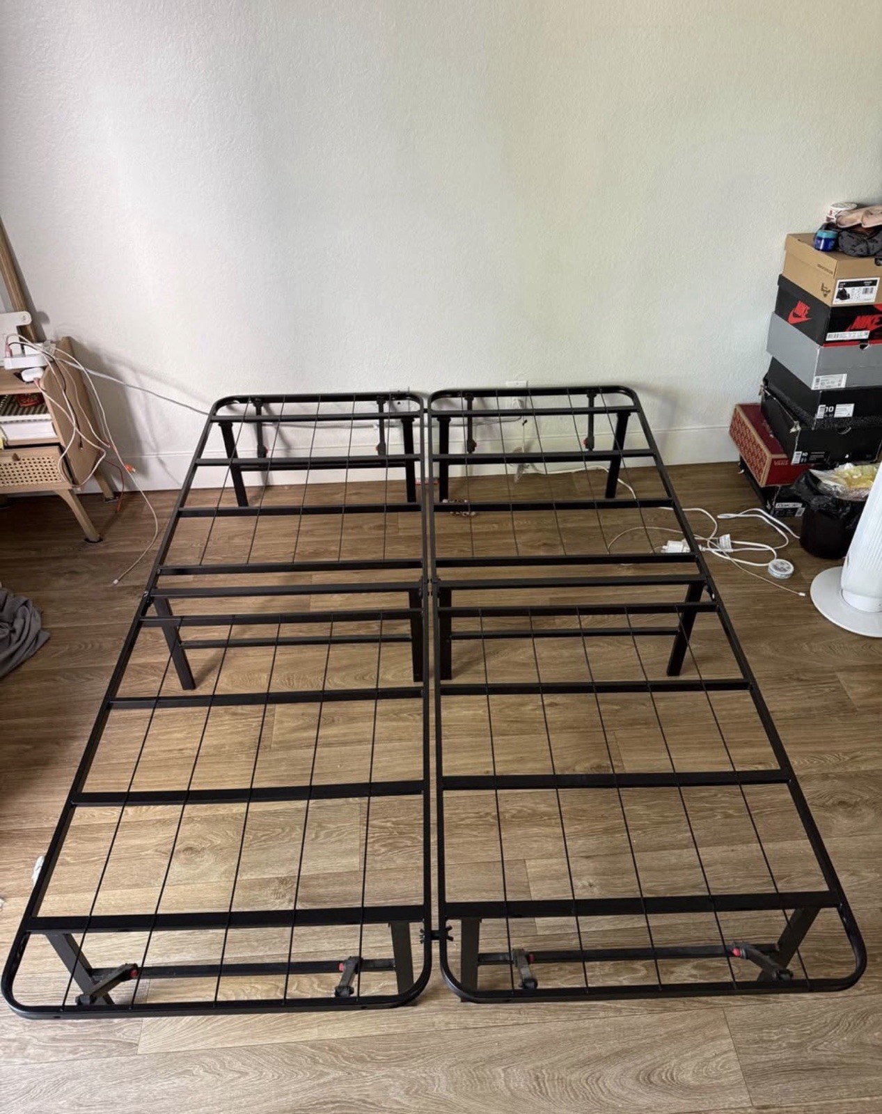 Metal Queen Platform Bed Frame Black Slatted Foundation