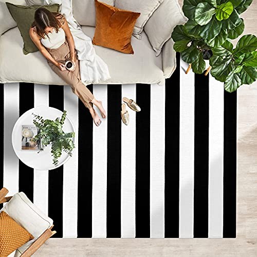 Black White Striped Rug -4x6 Front Door Mats Outdoor,Washable Rug for Front - Picture 3 of 6