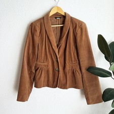 VTG J Crew Y2K Corduroy Blazer Jacket 8 Brown Preppy Old Money 90s Academia