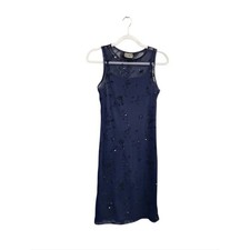 Vintage Y2K Navy Floral Burnout Velvel Mesh Midi Dress S Whimsigoth Butterfly