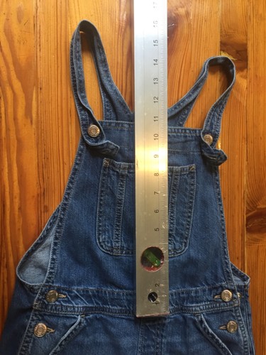 GAP Size Large Denim SHORTALLS Blue Jean Denim Overall Shorts Girls 27”waist 4” - Picture 7 of 16