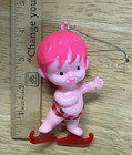 VINTAGE BLOW MOLD STYLE PLASTIC PINK SKATING BOY GINGHAM CHRISTMAS ORNAMENT 4” — photo 3