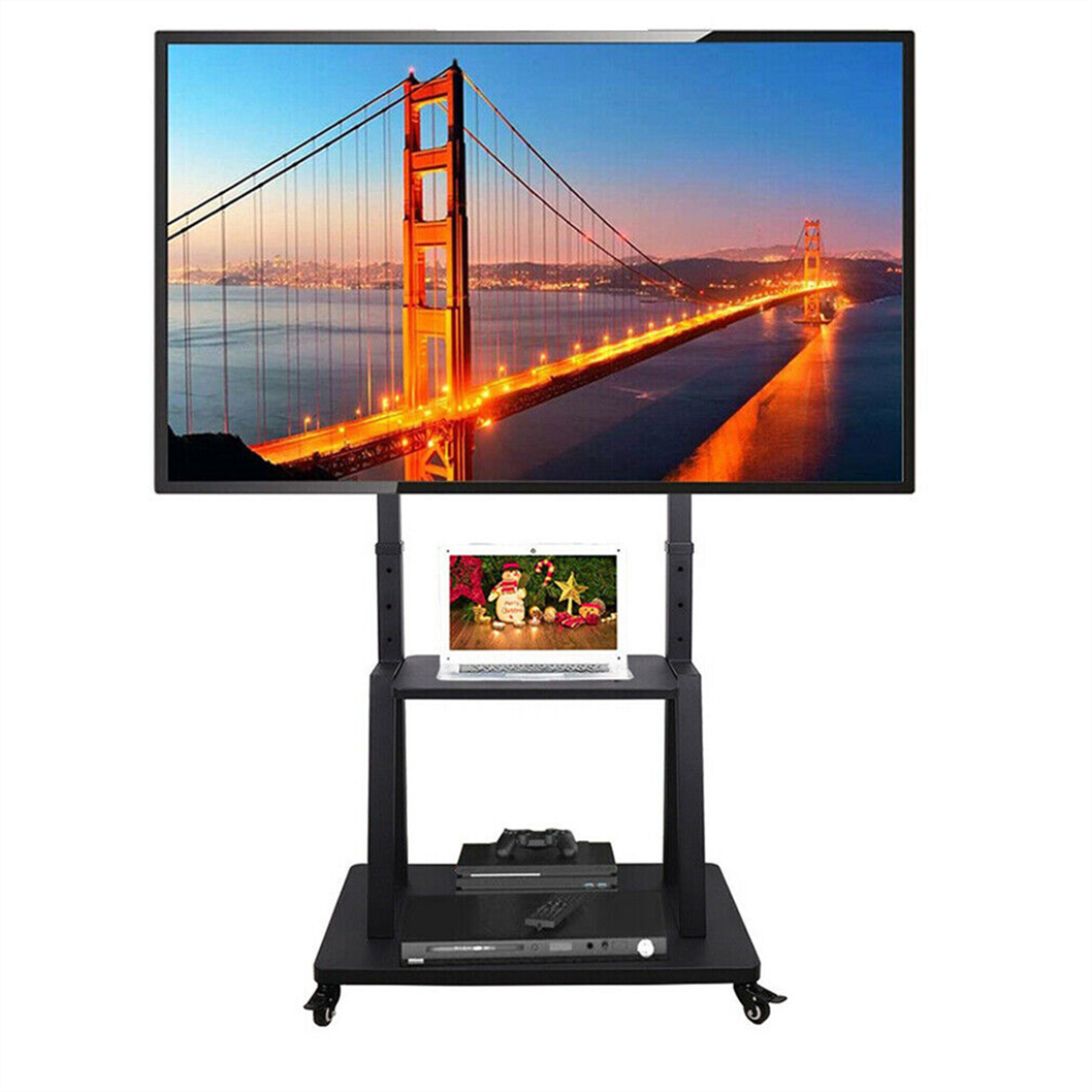 Mobile TV Cart Floor Stand Mount Height Adjustable Large Trolley for 32