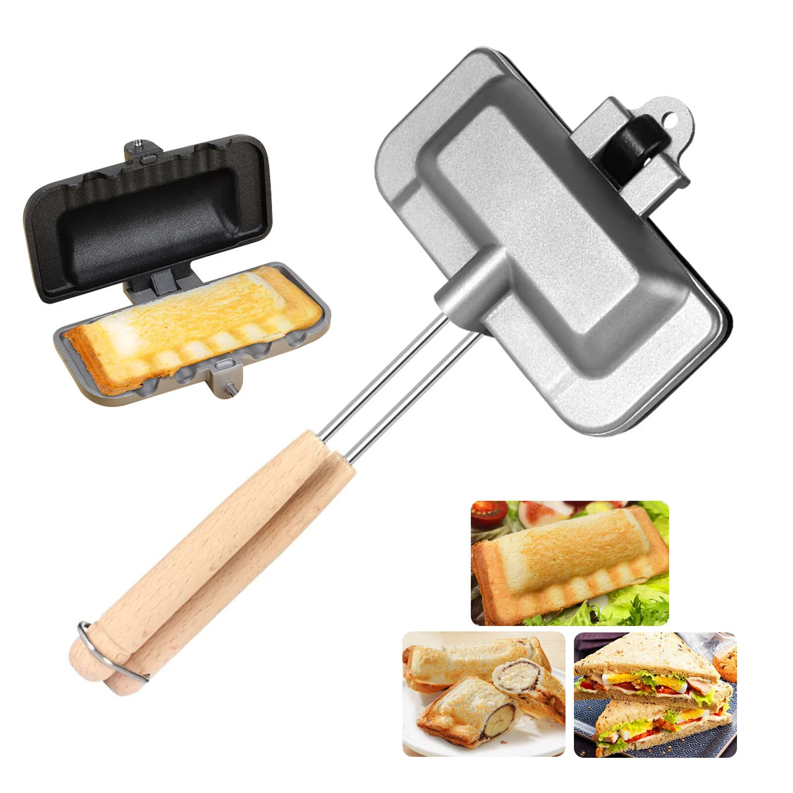 Sandwich Maker Panini Grill Press Hot Pans Double Sided Bread Toasters Non-Stick