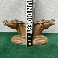 Vintage Cast Metal Horse Head Bookends Painte...