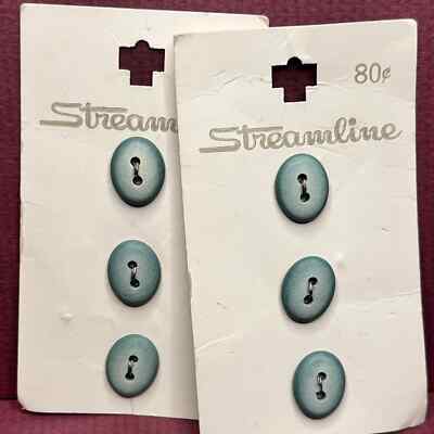 Vintage Carded Buttons Streamline Italy Green oval 5/8'' Free Combined Shipping C