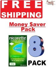 8 x Nicorette Chewing Gum 2mg FRESHMINT 105Pieces - FREE SHIPPING TO USA