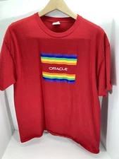 Oracle Pride TShirt Mens Size XL Employee Network Rainbow Red LGBTQ Short Sleeve