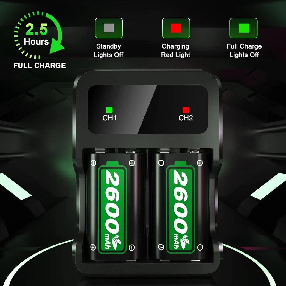 Paquetes de baterías recargables para Xbox Series X|S/Xbox One, batería Ponkor 4X2600Mah Foto 3 de 4