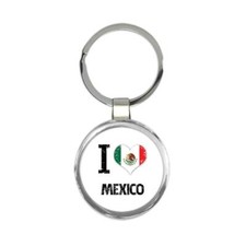 I Love Mexico : Gift Round Keychain Heart Flag Country Crest Mexican Expat