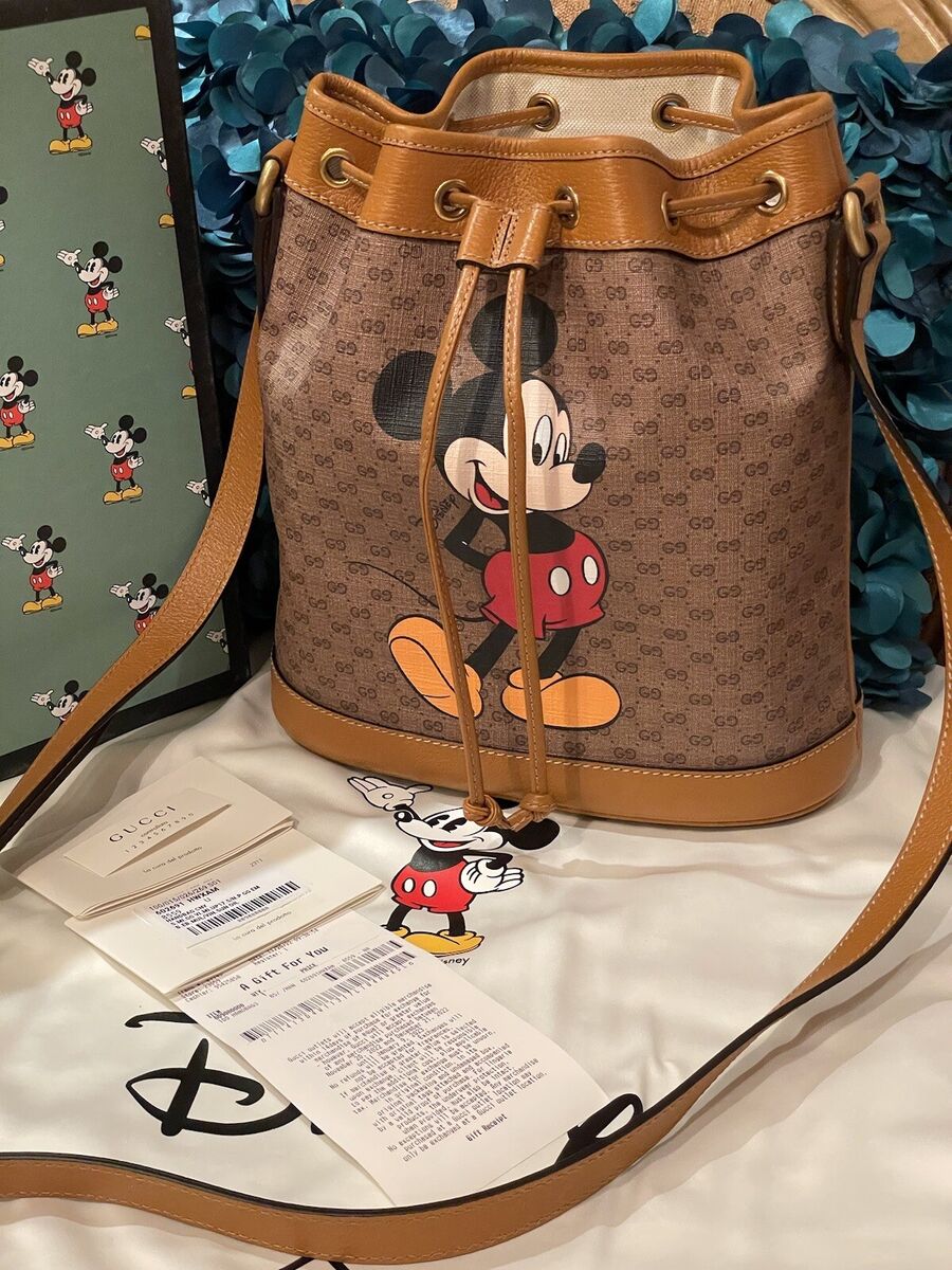 NIB Gucci x Disney GG Supreme Monogram Canvas Mickey Mouse Bucket