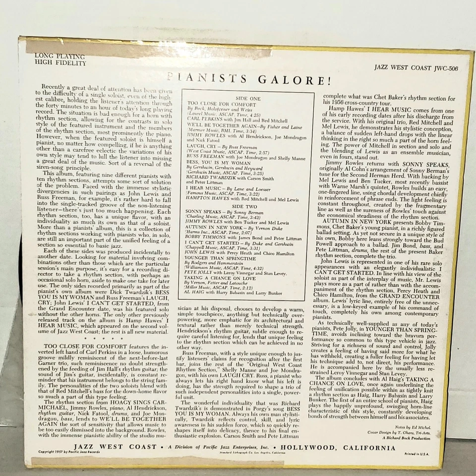 JAZZ PIANISTS GALORE Various Mono Pete Jolly Hampton Hawes Al Haig Jimmy Rowles - Image 2 of 2