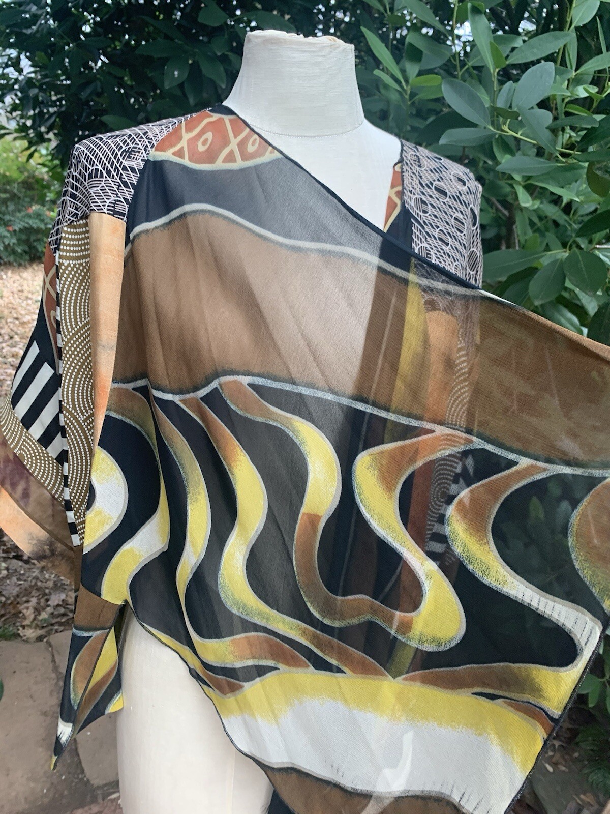 Sterling Styles Art Silk Boho Patchwork Kimono Bl… - image 5