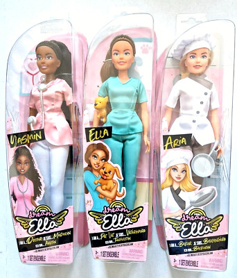 Dream Ella: 3er Pack, Yasmin, Ella, Aria, Ärztin, Bäckerin, mit Zubehör, NEU/OVP
