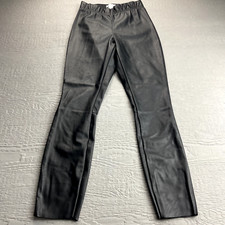 H M Pants Womens 6 Black Faux Leather Leggings Stretch Waist Slim Classic Casual