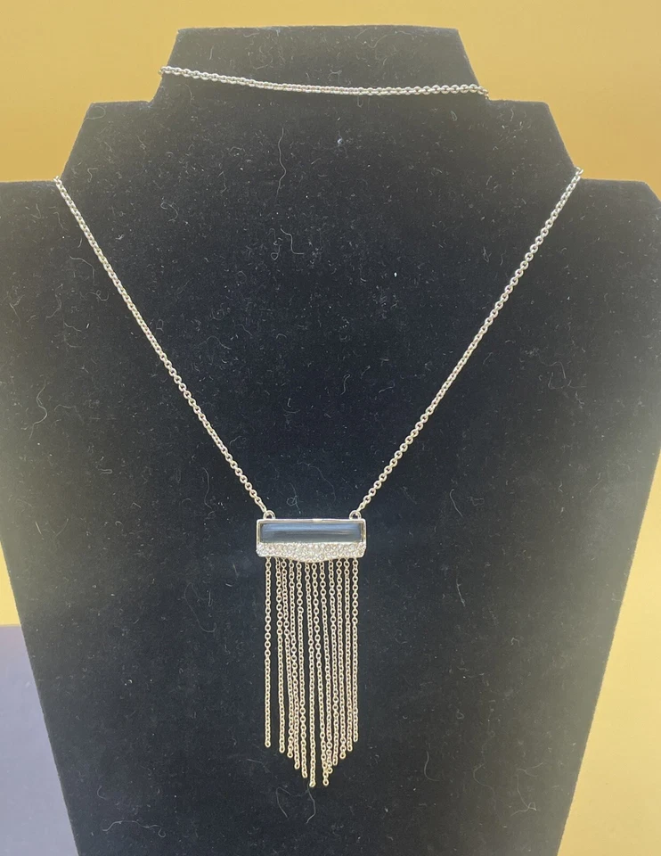 "Collar Alexis Bittar Media Luna Oro Y Negro Lucita Lariat 31"" Largo!