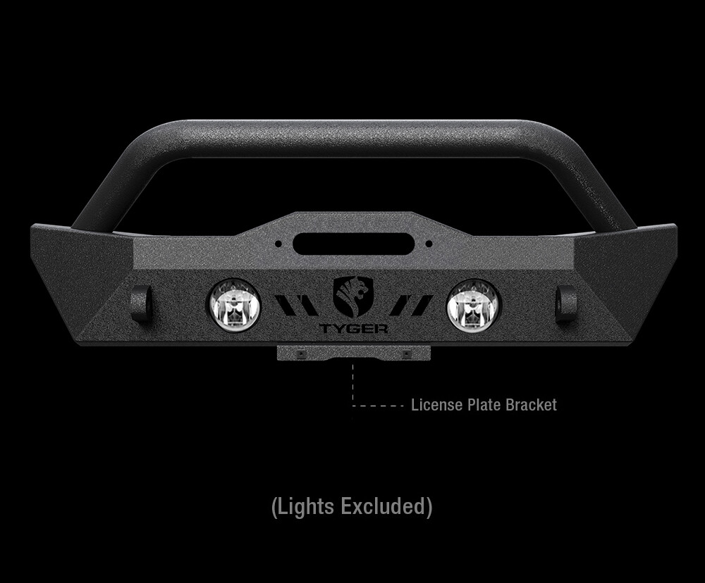 TYGER Short Front Bumper Fit 07-18 Jeep Wangler JK; 18-25 JL; 20-25 Gladiator JT