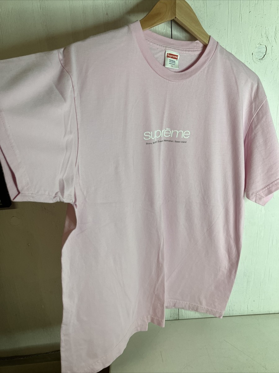 Supreme Five Boroughs Tee Pink L Bronx Brooklyn Queens Manhattan