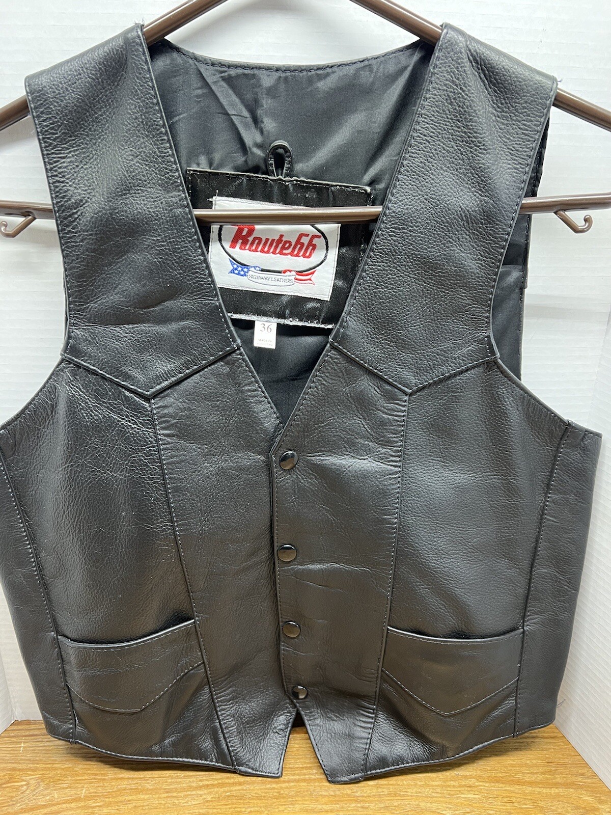 Vintage Route 66 Highway Leather’s Vest Size 36 Very … Gem