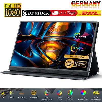 15.0 Zoll Portable Monitor 60Hz Tragbarer Monitore FHD 1920*1080 IPS für Laptop~