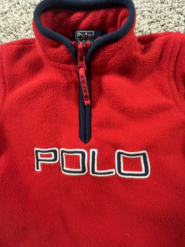 Ralph Lauren Polo Red Boy Fleece 1/4 Zip Fleece Pullover Sweatshirt Sz 18 Months - Picture 2 of 12
