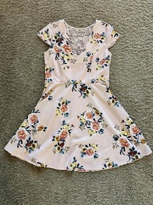 Three Pink Hearts Floral Lace-Back Dress - XL