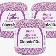 Purple Passion Crochet Cotton - Size 10, 3-Pack - Vibrant Shades of Purple - Cli