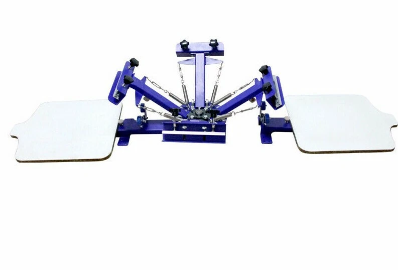 Máquina de serigrafía 4 colores 2 estaciones camiseta prensa impresora conjunto gratuito tablero Foto 2 de 4