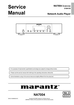 Service Manual Guide For Marantz NA 7004