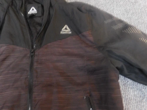 Reebok Mens Jacket M purple black Hoodie full zip drawstring blue image 5