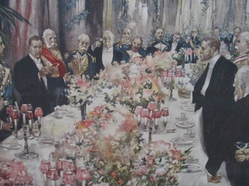 1902 PRESIDENT TEDDY ROOSEVELT & PRINCE HENRY STAMPA A COLORI DBL PG HARPER'S WEEKLY - Foto 2 di 2