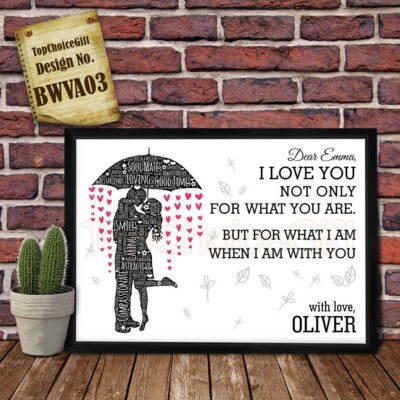 PERSONALISIERTES Geschenk Druck Ihn Ihr Paar Frau Jahrestag Gruß Geschenk BWVA03
