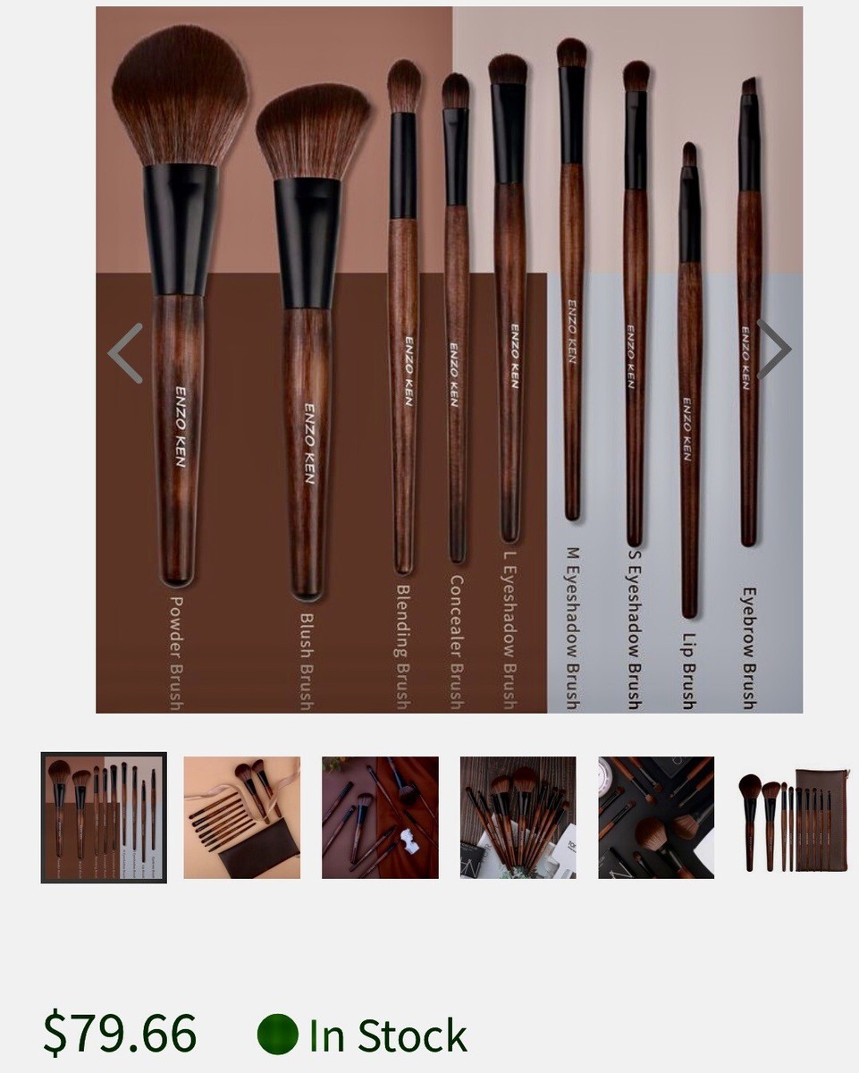 ENZO KEN Veganes Make-up-Pinsel-Set Mit Handtasche – 14-teilig, Rosa, Diamant-Griff, Für Profis & Einsteiger