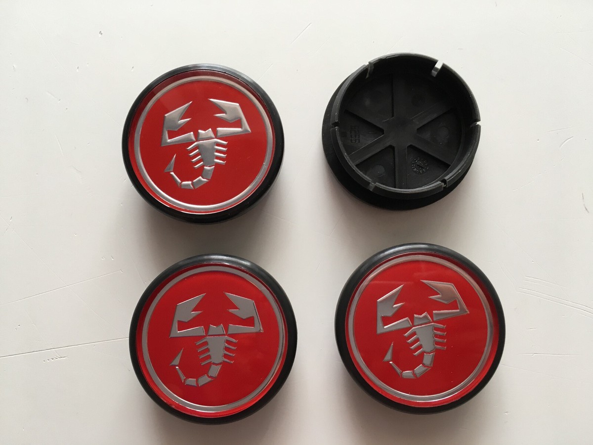4 Tappi Coprimozzo ABARTH FIAT 500 595 695 SS GRANDE PUNTO Cerchi In Lega 50mm - Foto 6